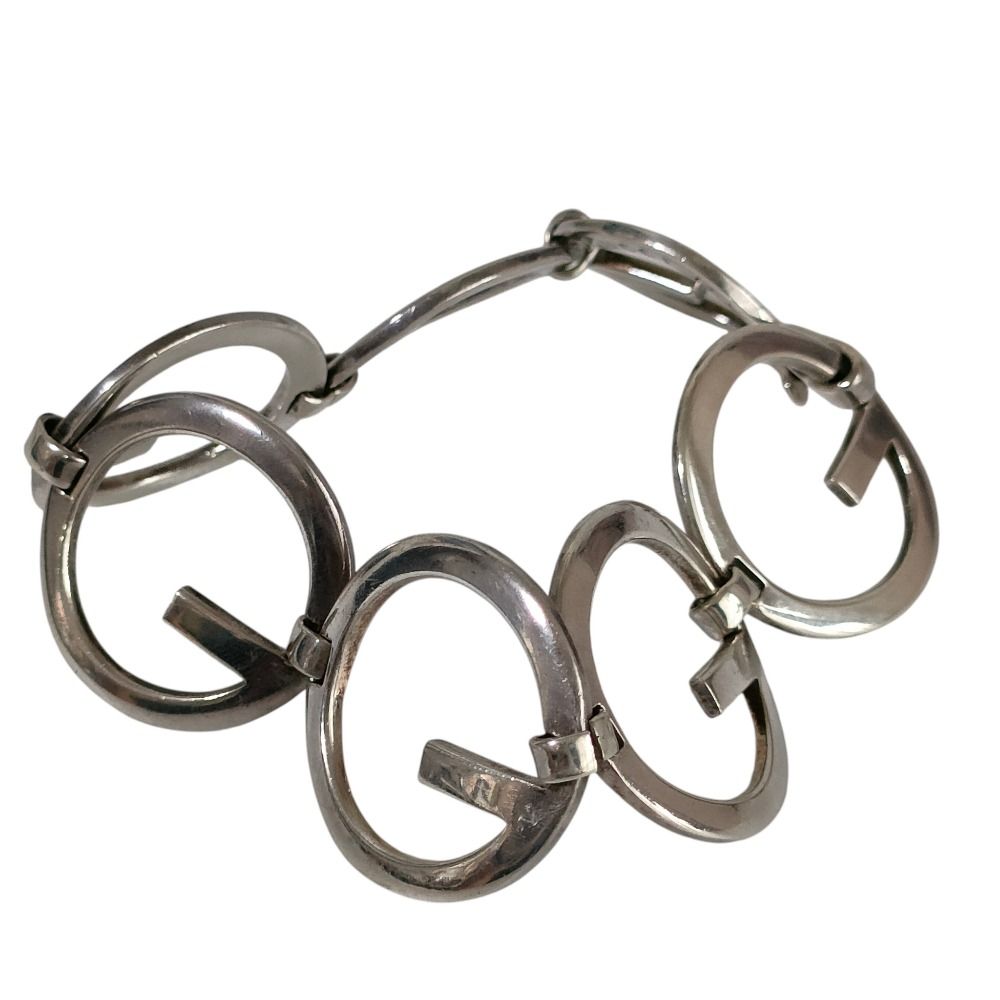 Gucci 925 Logo Wide Bracelet Bangle Silver
