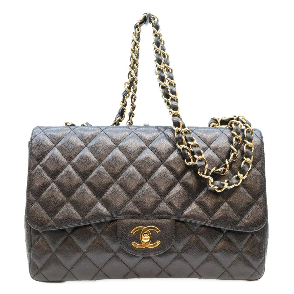 Chanel Black Caviar Single Maxi Quilted 30 Shoulder Bag