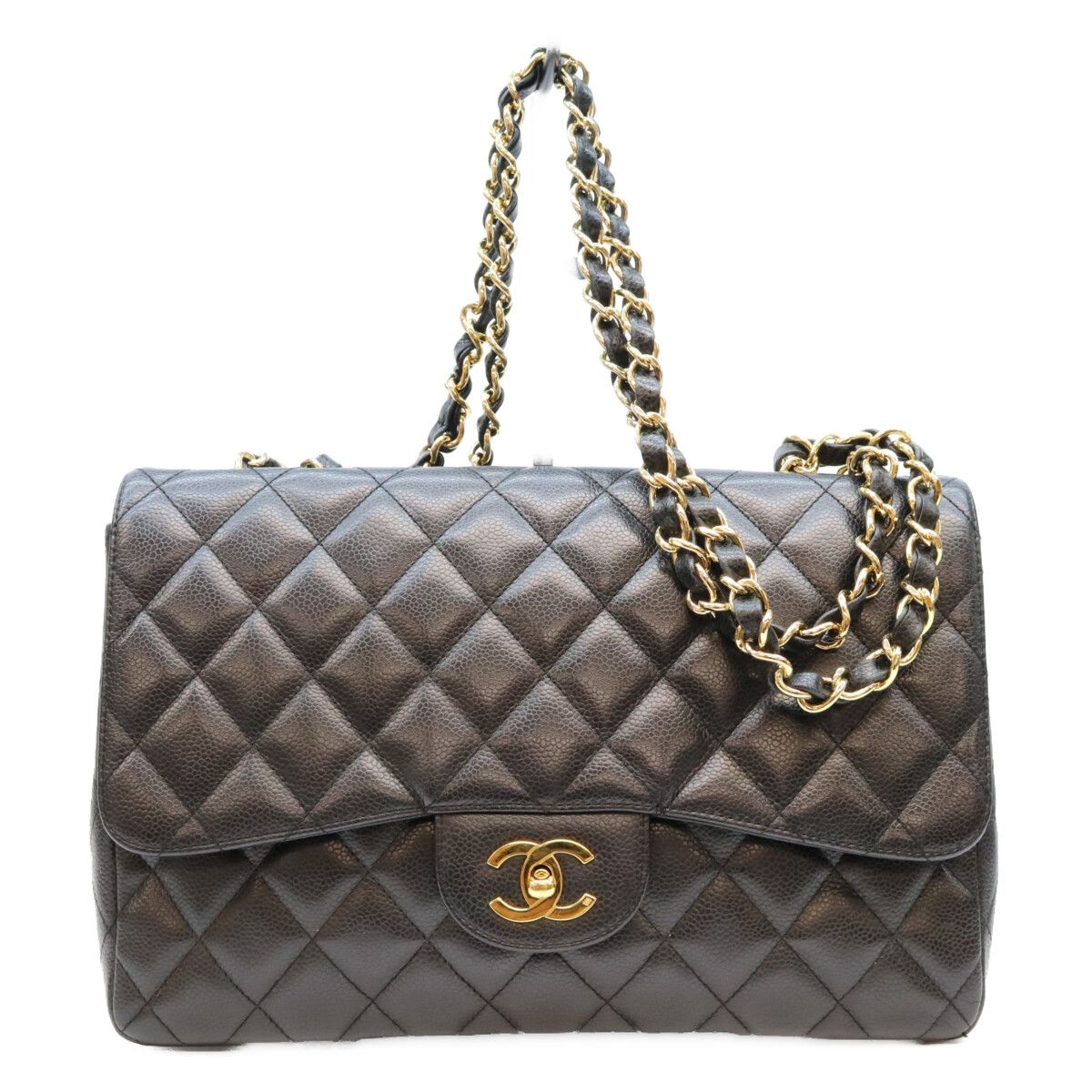 Chanel Black Caviar Single Maxi Quilted 30 Shoulder Bag