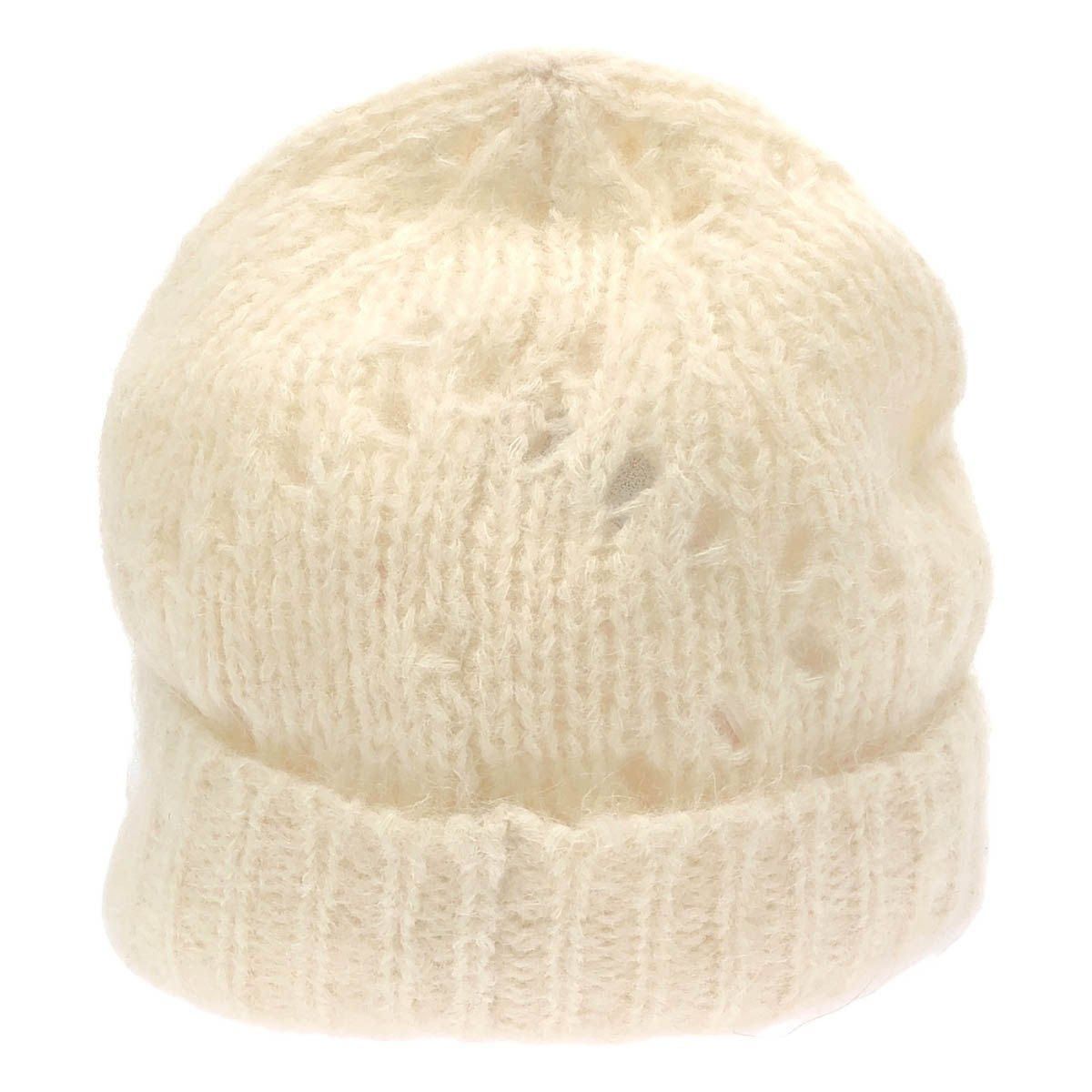 Celine Beanie Knit Cap White TU Hat — view 3