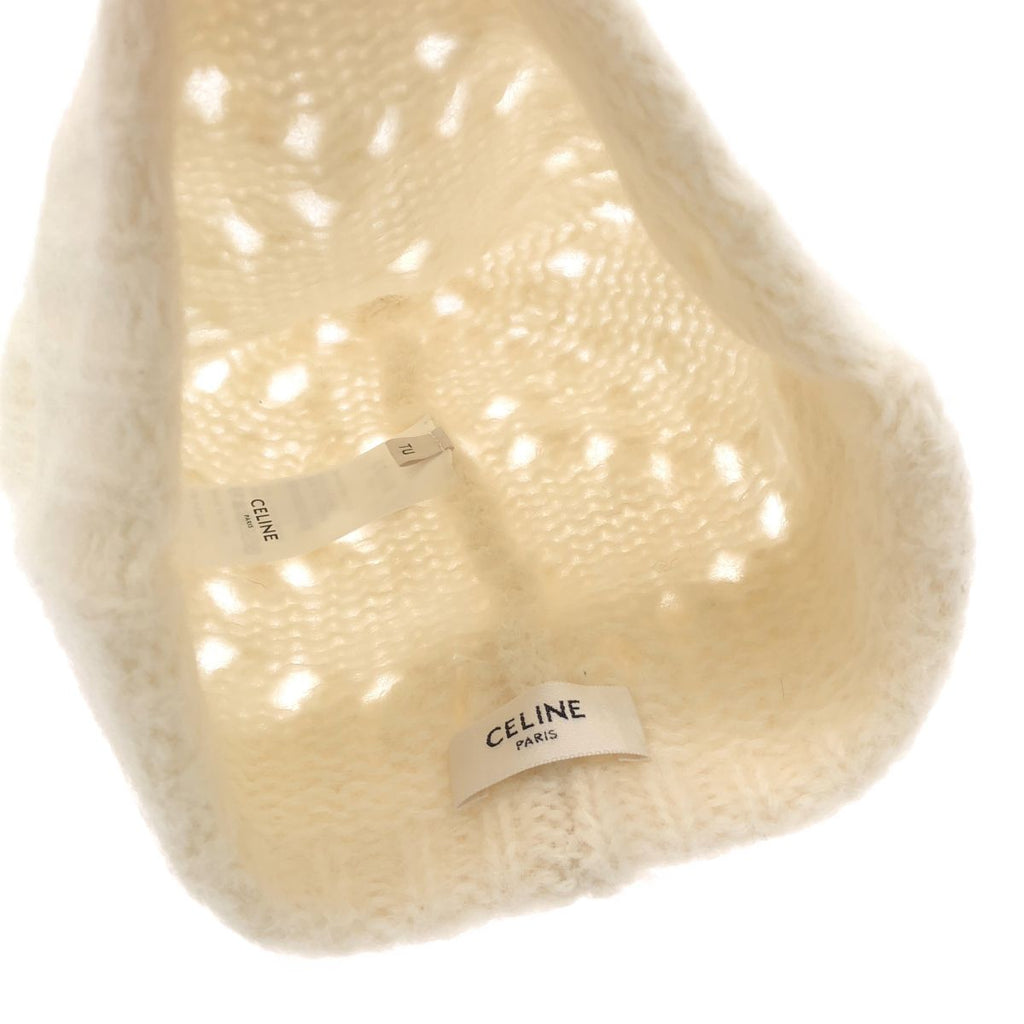 Celine Beanie Knit Cap White TU Hat — view 5
