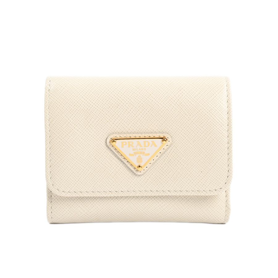 Prada Compact Wallet Saffiano Triangle