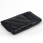 Chanel CC Logo Coin Purse Card Case Quilted Caviar Leather Black AP — view 2