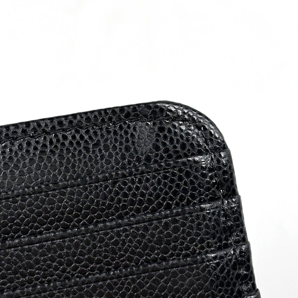 Chanel CC Logo Coin Purse Card Case Quilted Caviar Leather Black AP — view 3