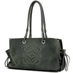 Loewe Anagram Shoulder Bag Suede Green Brown