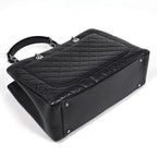 Chanel CC Logo Chain Tote Bag Quilted Caviar Leather Black — view 2