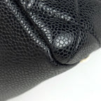 Chanel CC Logo Chain Tote Bag Quilted Caviar Leather Black — view 3