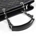 Chanel CC Logo Chain Tote Bag Quilted Caviar Leather Black — view 5