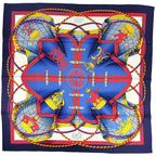 Hermes Carre 90 Grande Tenue Horse Formal Wear Scarf Silk Blue Multicolor