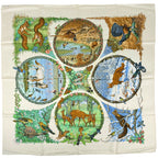 Hermes Carre 90 les Quatre Saisons Four Seasons Scarf Silk Yellow Multicolor