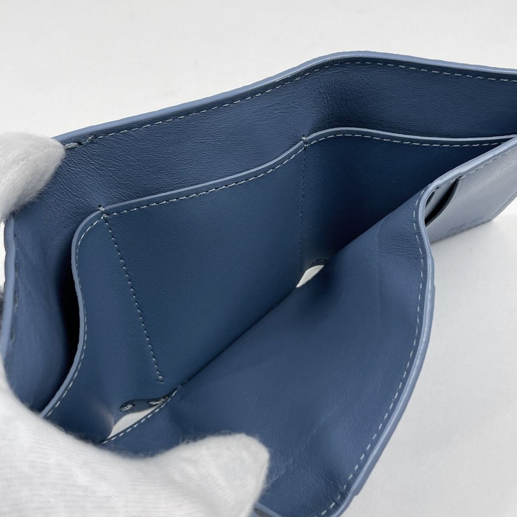 Fendi Trifold Wallet Peekaboo Micro Selleria Leather Blue — view 6