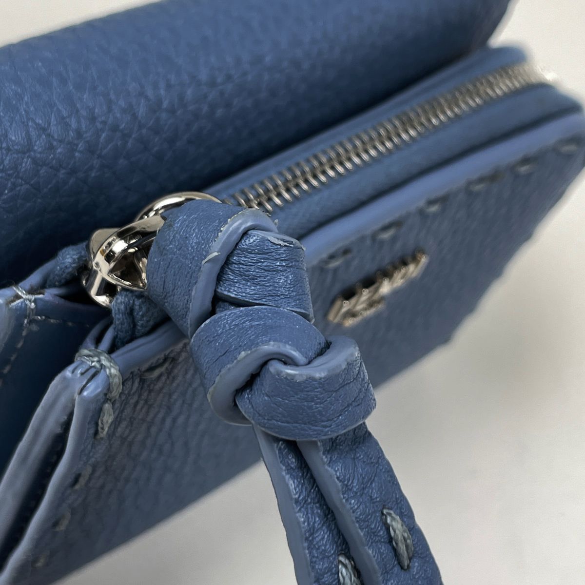Fendi Trifold Wallet Peekaboo Micro Selleria Leather Blue — view 4