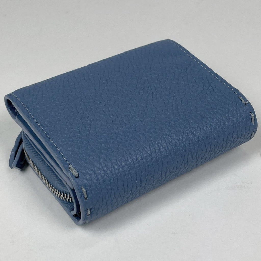 Fendi Trifold Wallet Peekaboo Micro Selleria Leather Blue — view 2