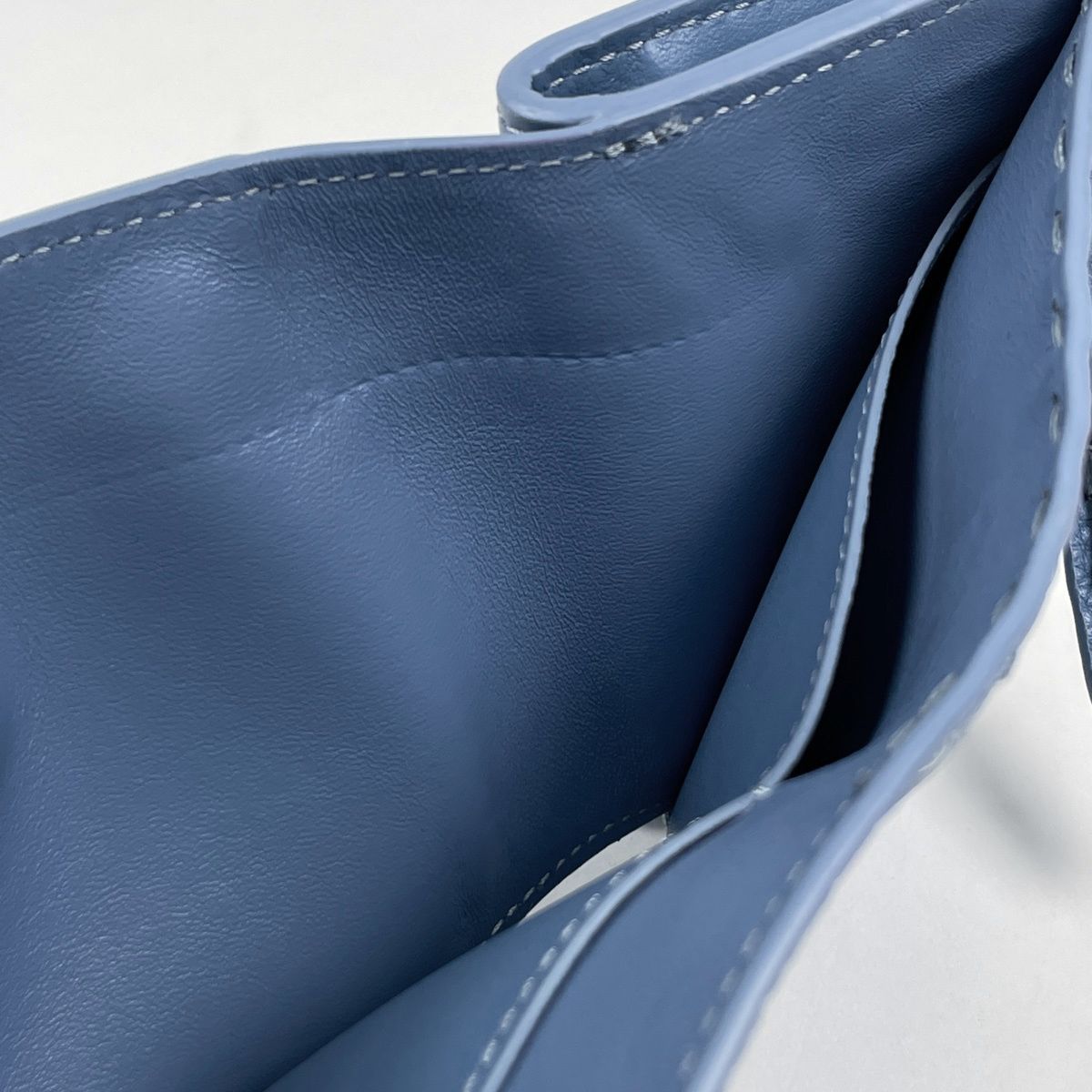 Fendi Trifold Wallet Peekaboo Micro Selleria Leather Blue — view 7