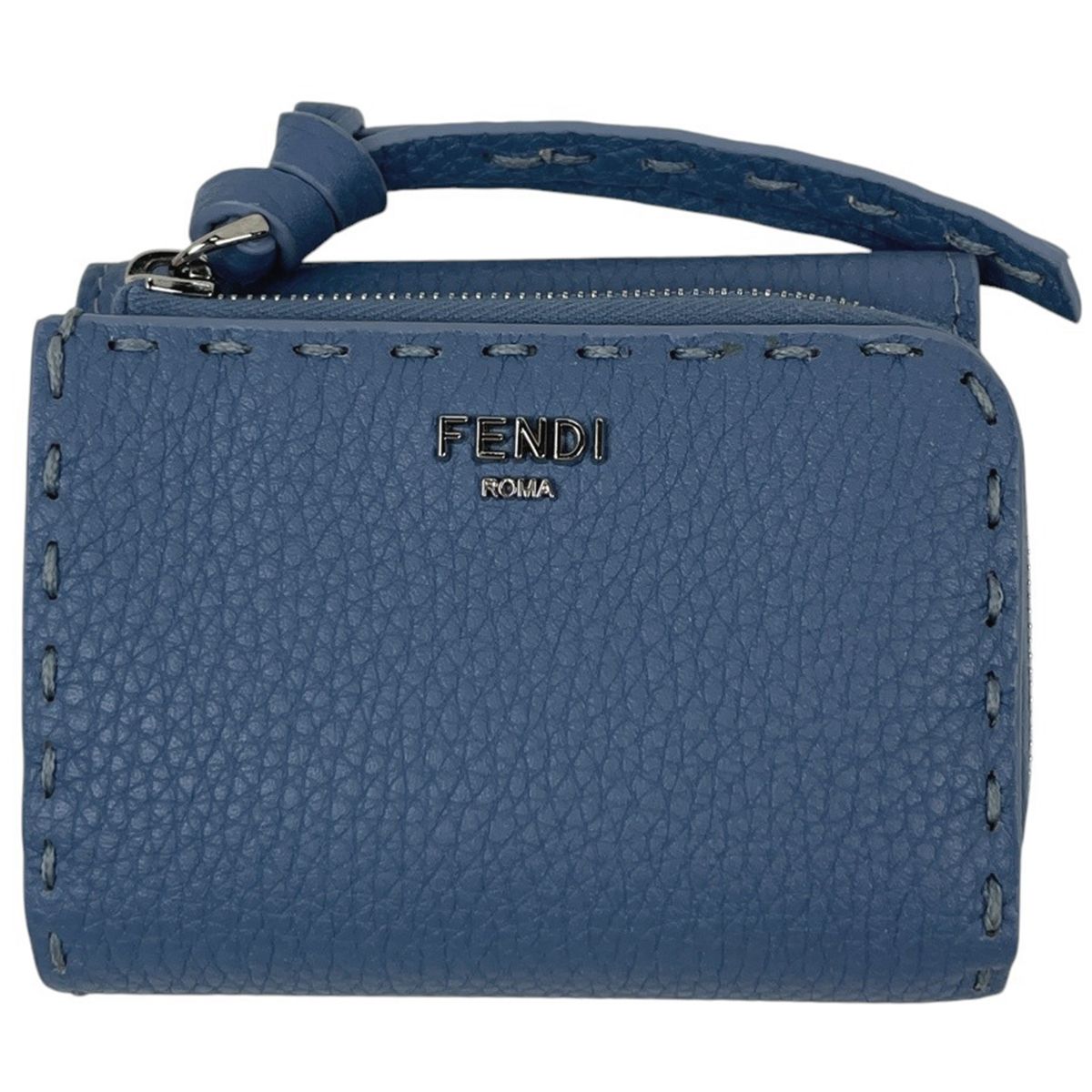 Fendi Trifold Wallet Peekaboo Micro Selleria Leather Blue