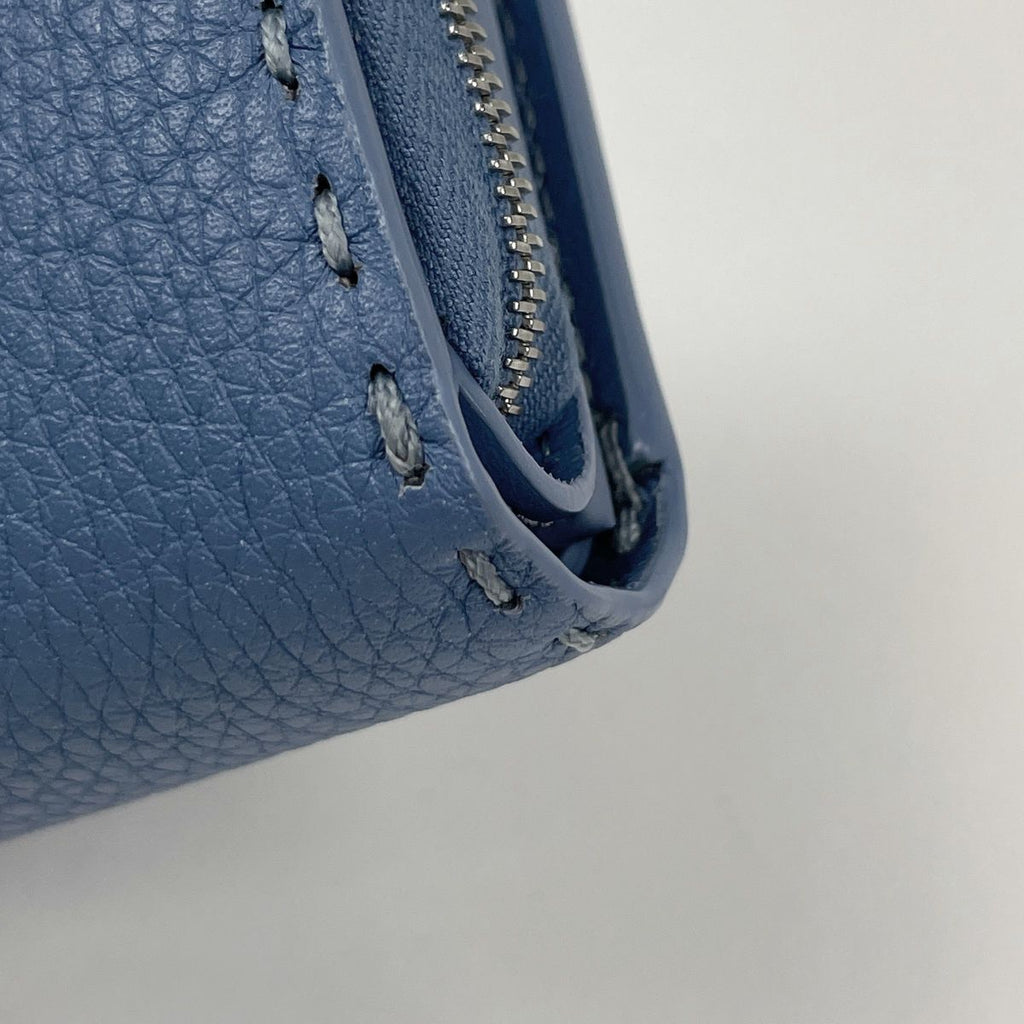 Fendi Trifold Wallet Peekaboo Micro Selleria Leather Blue — view 3
