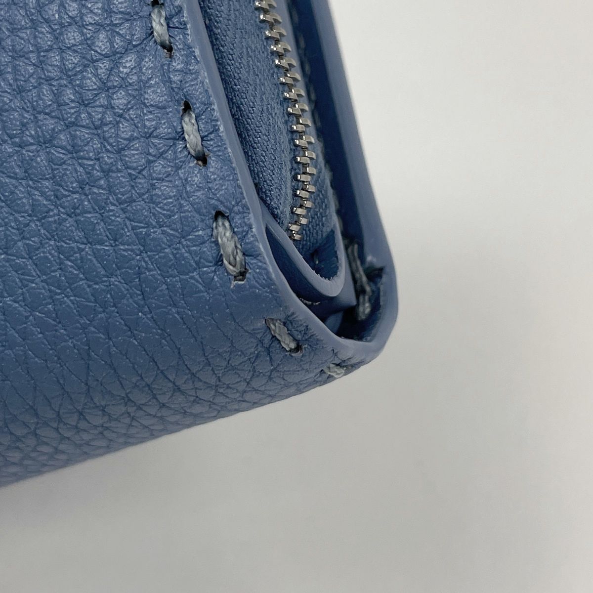 Fendi Trifold Wallet Peekaboo Micro Selleria Leather Blue — view 3