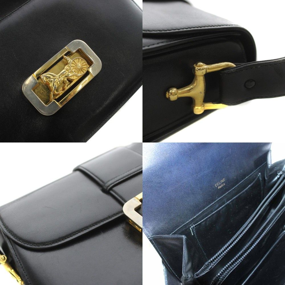 Celine Horse Carriage Shoulder Bag Leather Black — view 7