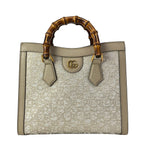 Gucci Tote Bag Diana Small Ivory Gold Beige Nishijin Ori Hosoo Collaboration