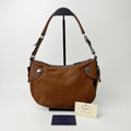 Prada Vitello Daino Studded Hobo Shoulder Bag Leather Brown Vintage