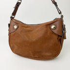 Prada Vitello Daino Studded Hobo Shoulder Bag Leather Brown Vintage — view 2