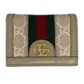 Gucci Bifold Wallet Ophidia Beige Dark Green Bordeaux Leather