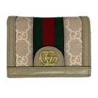 Gucci Bifold Wallet Ophidia Beige Dark Green Bordeaux Leather