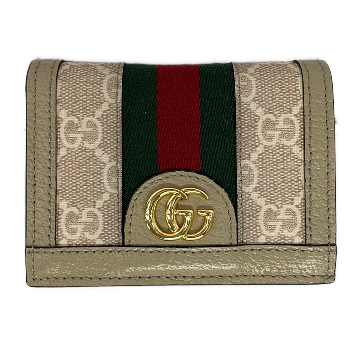 Gucci Bifold Wallet Ophidia Beige Dark Green Bordeaux Leather