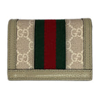 Gucci Bifold Wallet Ophidia Beige Dark Green Bordeaux Leather — view 2