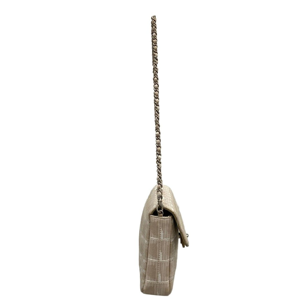 Chanel Shoulder Bag New Travel Line Choco Bar Stitch Beige Chain Silver Leather — view 2