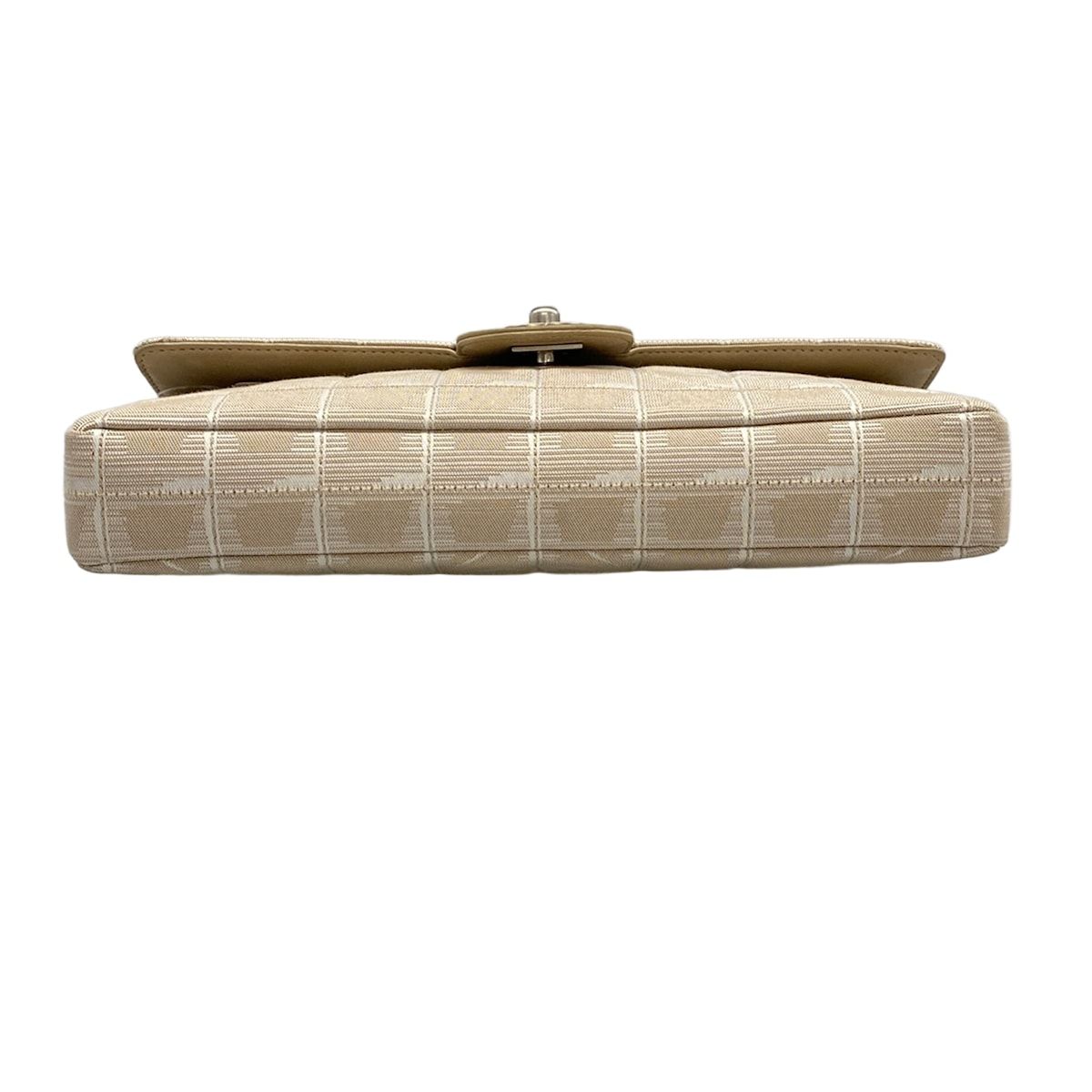Chanel Shoulder Bag New Travel Line Choco Bar Stitch Beige Chain Silver Leather — view 5