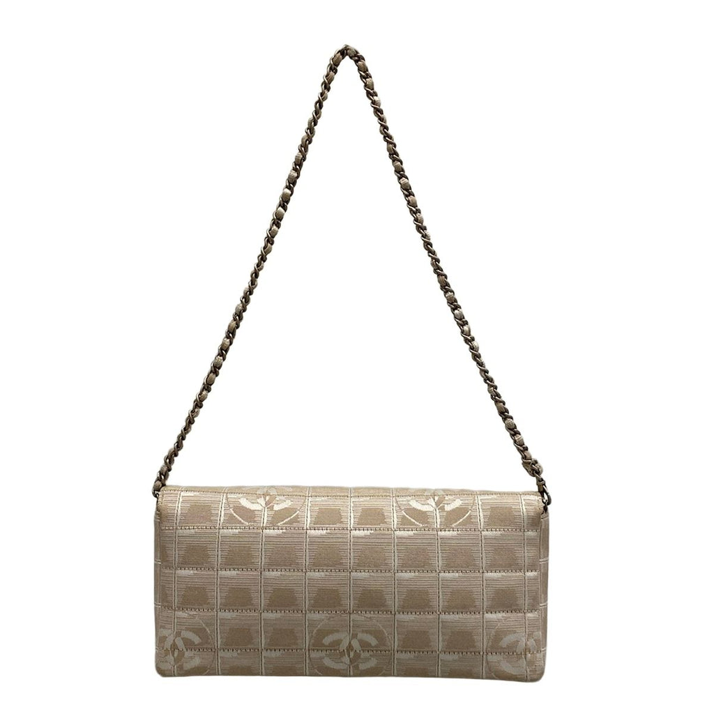 Chanel Shoulder Bag New Travel Line Choco Bar Stitch Beige Chain Silver Leather — view 3