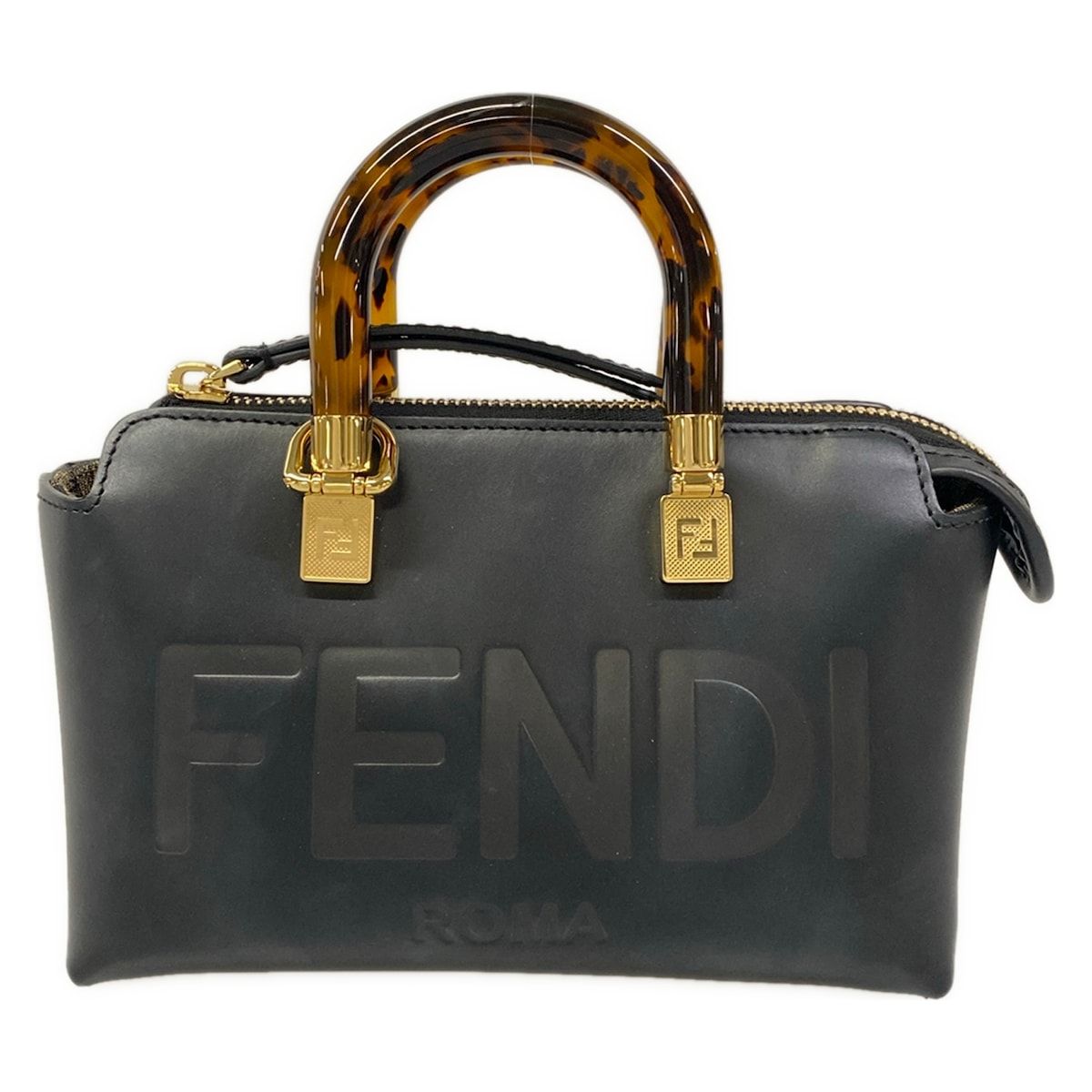 Fendi Handle Mini Visible Black Leather Handbag