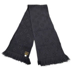 Louis Vuitton Echarpe Logomania Monogram Wool Silk Scarf with Fringe Dark Gray — view 3
