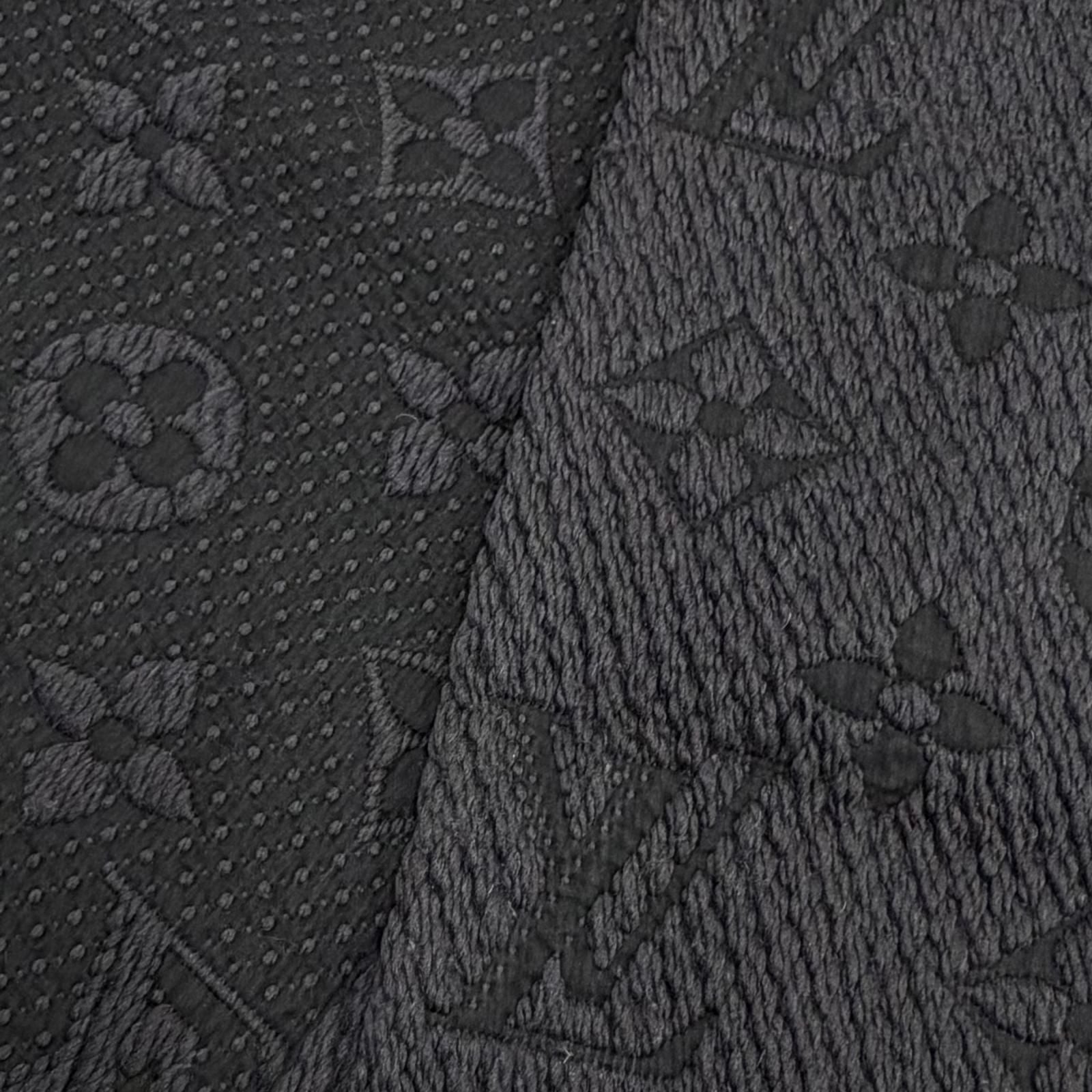 Louis Vuitton Echarpe Logomania Monogram Wool Silk Scarf with Fringe Dark Gray — view 4