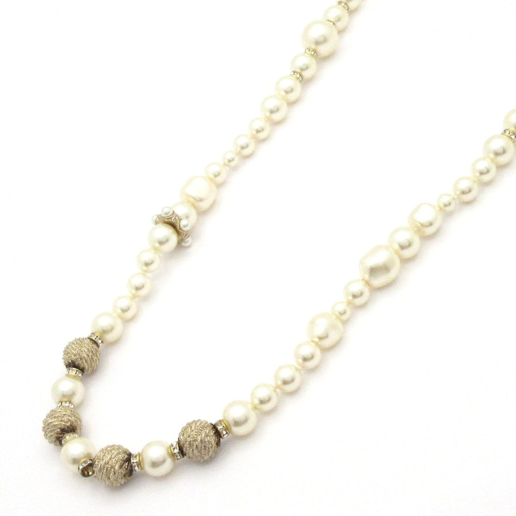 Chanel Necklace Ivory Gold Clear CC Logo Long