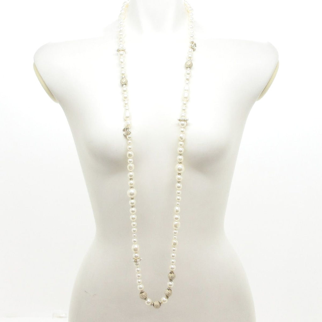 Chanel Necklace Ivory Gold Clear CC Logo Long — view 2