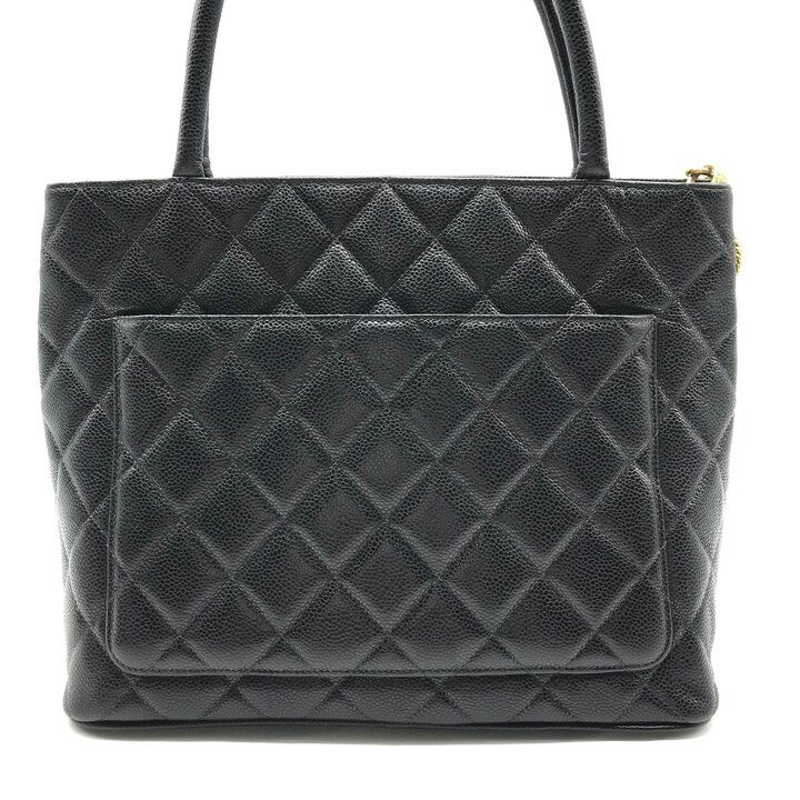 Chanel CC Logo Caviar Leather Medallion Tote Bag Black — view 2