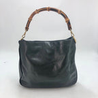 Gucci 2-Way Handle Shoulder Vintage Bamboo Leather Black Handbag