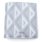 Dior CD Diamond Canvas Trifold Wallet Gray