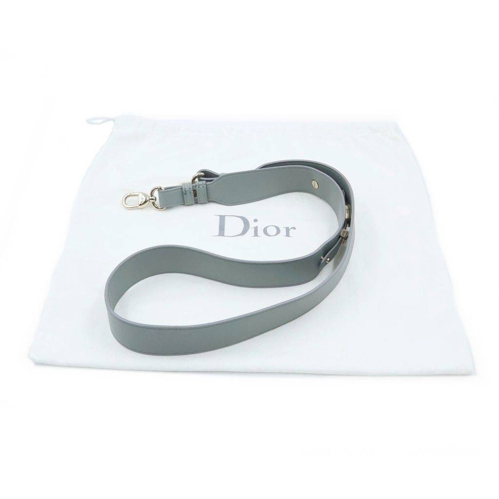 Dior Lady Small 2-Way Handle Shoulder Bag Gray Leather Gold — view 8