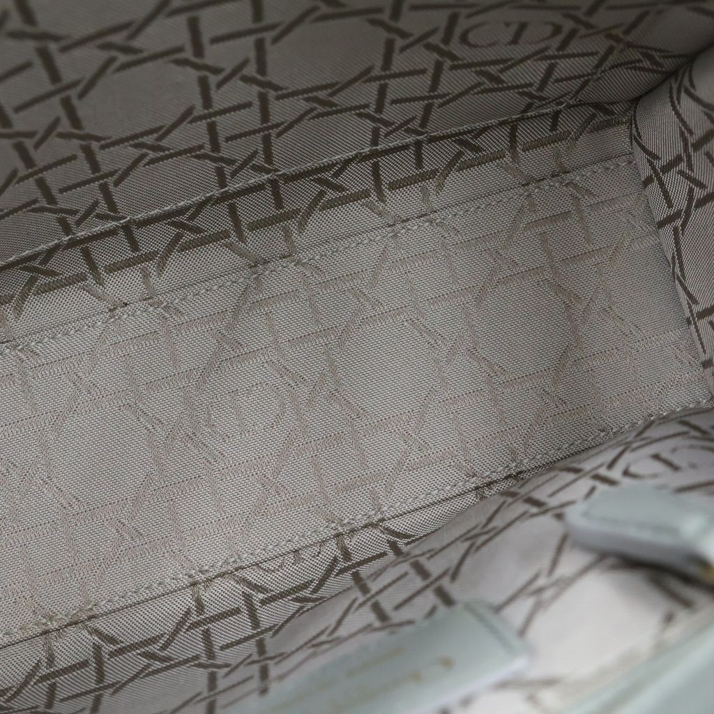 Dior Lady Small 2-Way Handle Shoulder Bag Gray Leather Gold — view 7