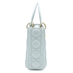 Dior Lady Small 2-Way Handle Shoulder Bag Gray Leather Gold — view 3