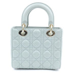 Dior Lady Small 2-Way Handle Shoulder Bag Gray Leather Gold — view 2