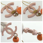 Chanel CC Logo Pink Gold Plated Plastic Earrings — view 4