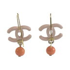 Chanel CC Logo Pink Gold Plated Plastic Earrings — view 2