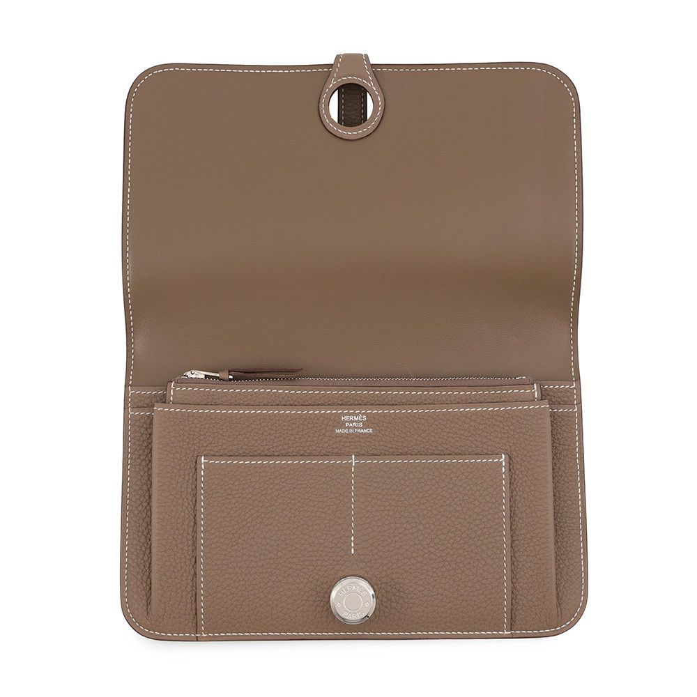 Hermes Wallet Dogon GM Duo Etoupe Silver Togo — view 4