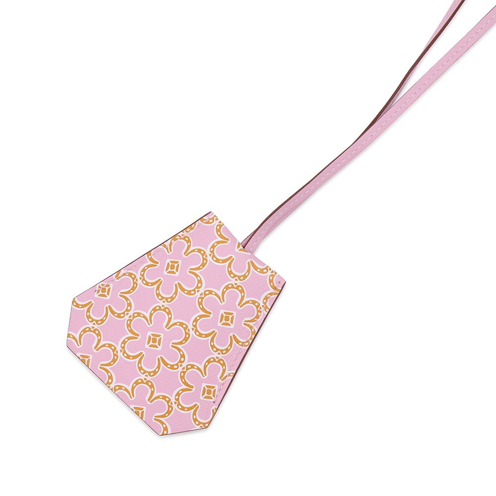 Hermes Long Necklace Clochette Lucky Daisy Mauve Sylvestre Cuible White Silver