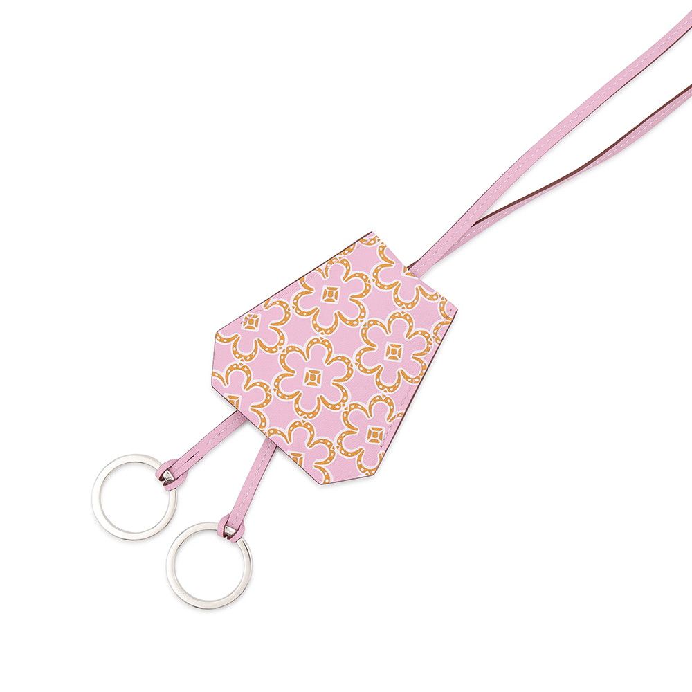 Hermes Long Necklace Clochette Lucky Daisy Mauve Sylvestre Cuible White Silver — view 5
