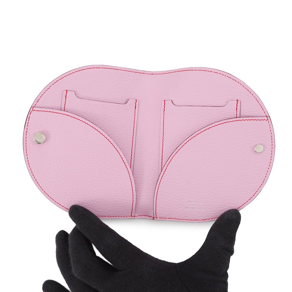 Hermes Bifold Wallet in the Loop Compact Mauve Sylvestre Rouge de Coeur Silver — view 4